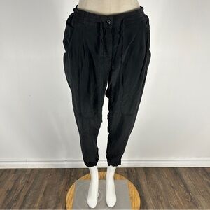 Aritzia Wilfred 100% Silk Joggers Black Elastic Waist Pants Size 6
